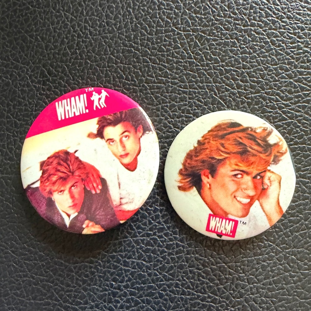 Vintage Wham Pinback Button Set George Michael Andrew Ridgeley 80s Pop Music